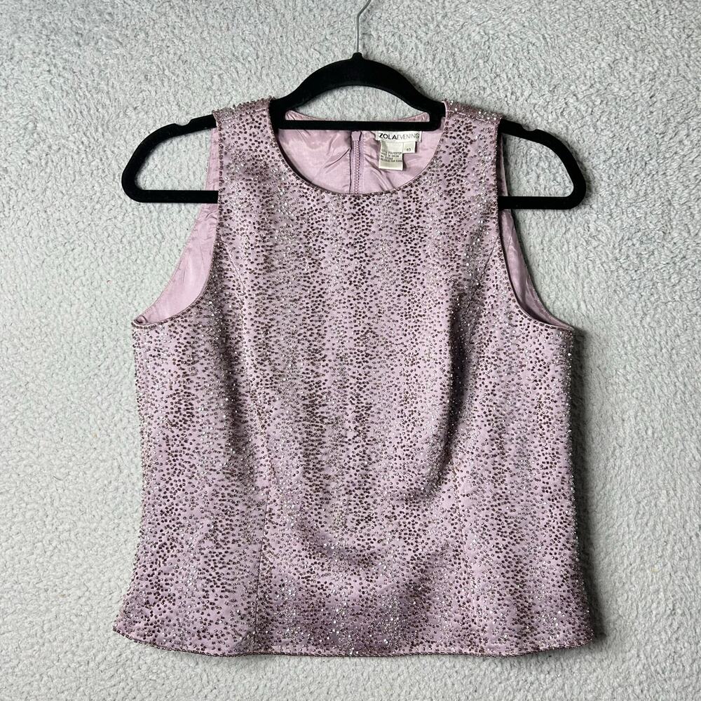 ZOLA EVENING Top Womens 10 Purple Lilac Sleeveless Sequin Top‎ Wedding Dressy
